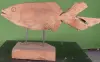 Product image 3 of the product “carved koi wood on stand M made from teak root pieces, 64cm length ”